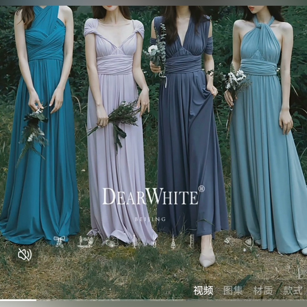 Dearwhite flexible pattern bridesmaids dress bridal wedding dress